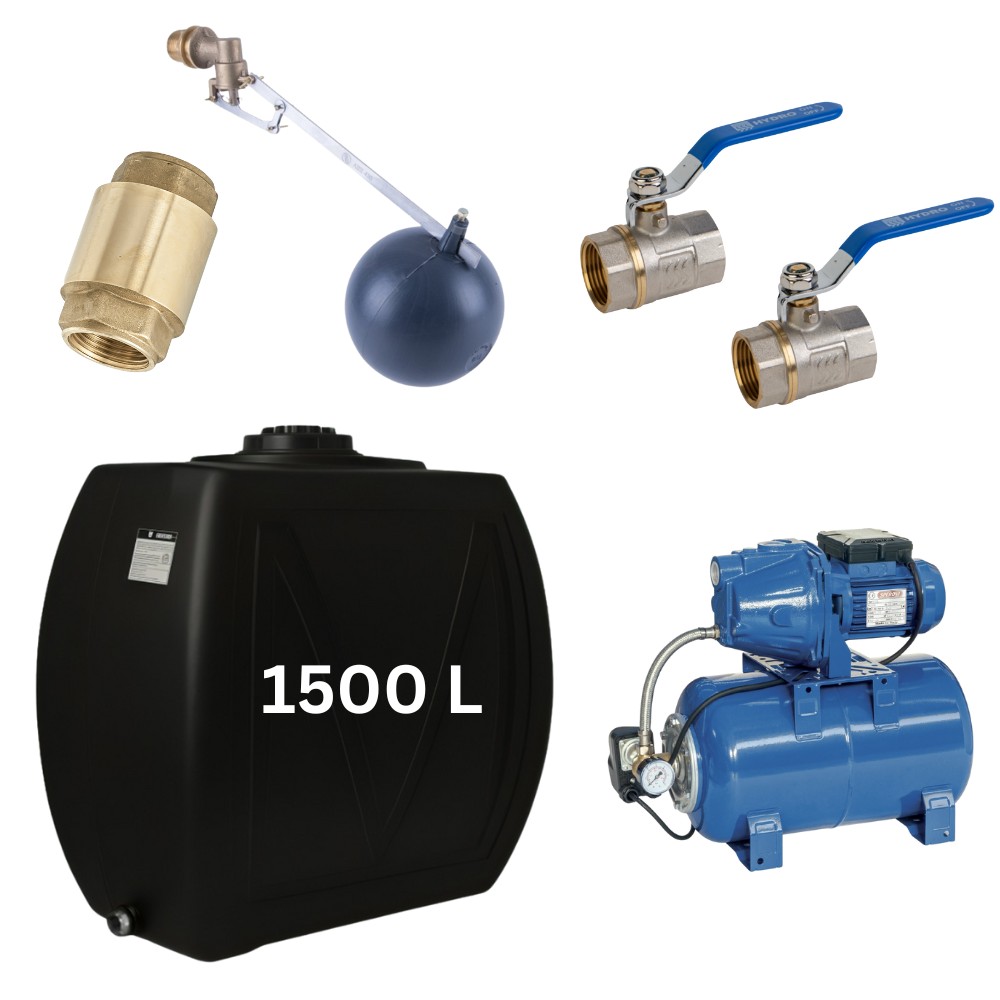 Kit „Drinkwater 1500L“ met watertank Narrow Mavil (zwart) en hydroporepomp Speroni | Drinkwatertanks |  |