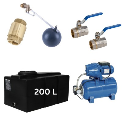 Kit "Drinkwater 200L" met watertank Loft Mavil (zwart) en hydrofoorpomp Speroni - 
